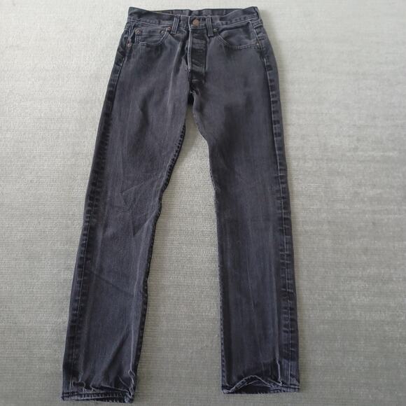 Levis 501 Jeans Mens 29x32 Black Stretch Casual Faded Button Fly Western Work - Picture 1 of 10